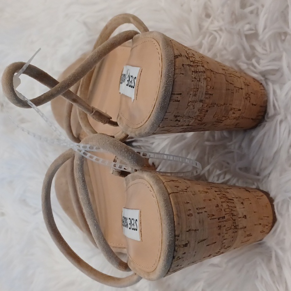 NEW Steve Madden® Udell Cork Wedge Sandals, Tan, Size 9, 9.5 & 10 👠 - Picture 8 of 12